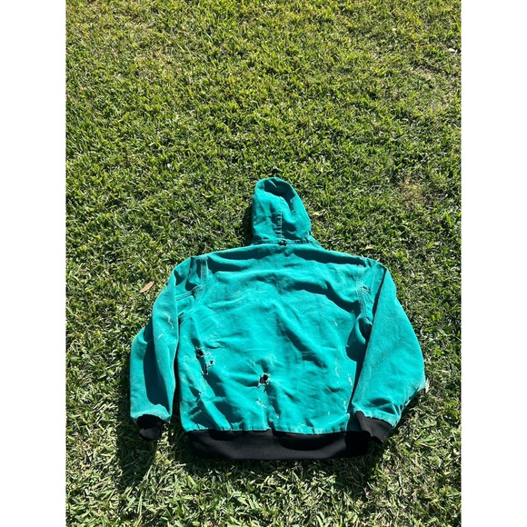 Vintage Carhartt J04 AQU Aqua Quilt Lined Hooded Jacket Mens Size XL USA HTF - Picture 9 of 12